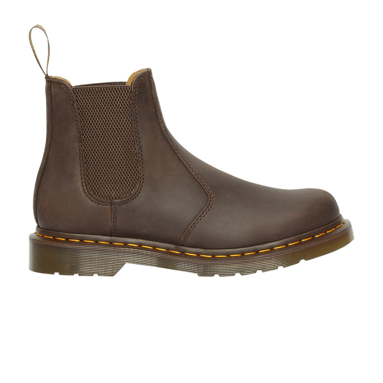 Dr. Martens 2976 Yellow Stitch Crazy Horse Leather Chelsea Boot 'Dark Brown'