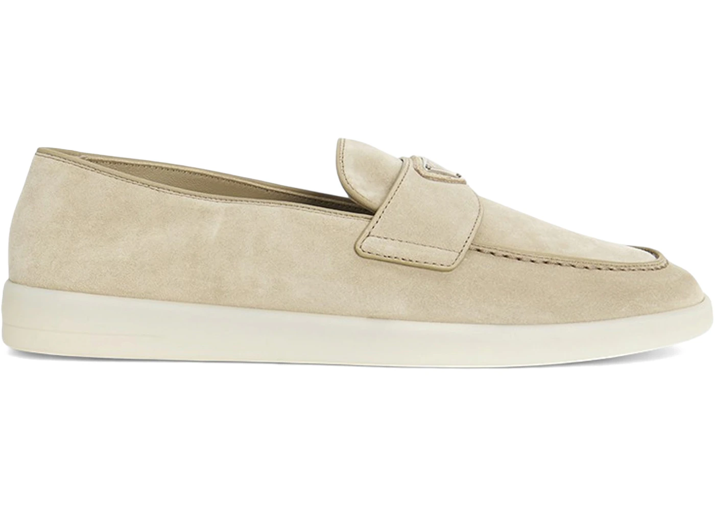 Prada Suede Logo Loafer Beige