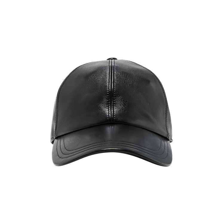 Prada Nappa Leather Logo Baseball Cap 'Black'