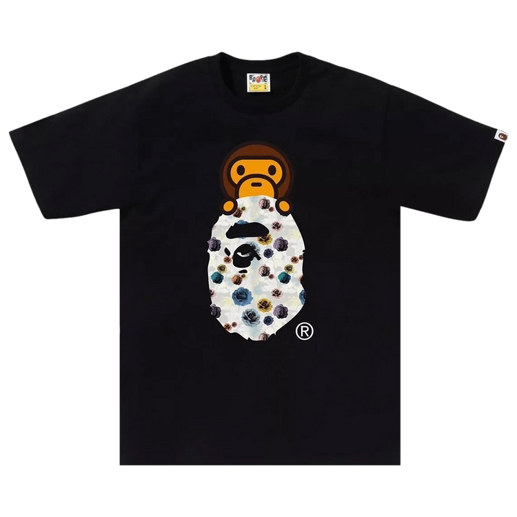 BAPE Floral Camo Milo On Ape Head Tee 'Black'