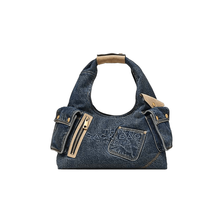 Marc Jacobs Denim Suede Pocket Sack Bag 'Dark Wash'