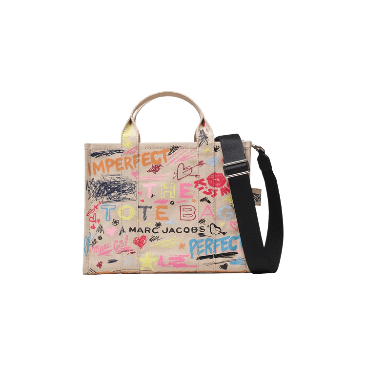 Marc Jacobs Punk Scribble Canvas Medium Tote Bag 'Beige/Multicolor'