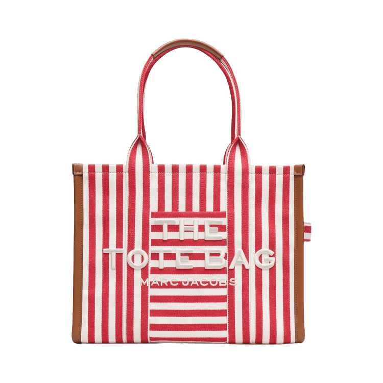 Marc Jacobs The Large Stripe Canvas Tote Bag 'True Red'
