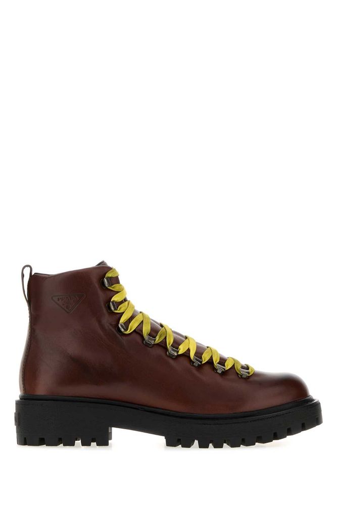 Prada Brixxen Lace-Up Ankle Boots