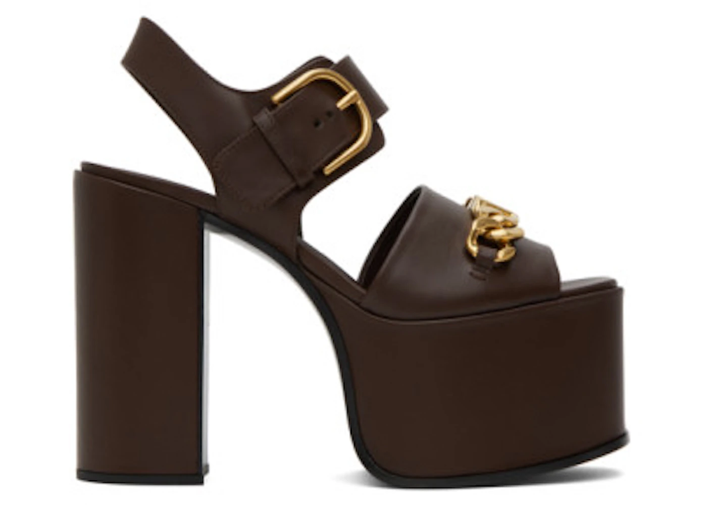 Valentino Garavani V Chain-Linked Platform Sandals Brown (Women's)