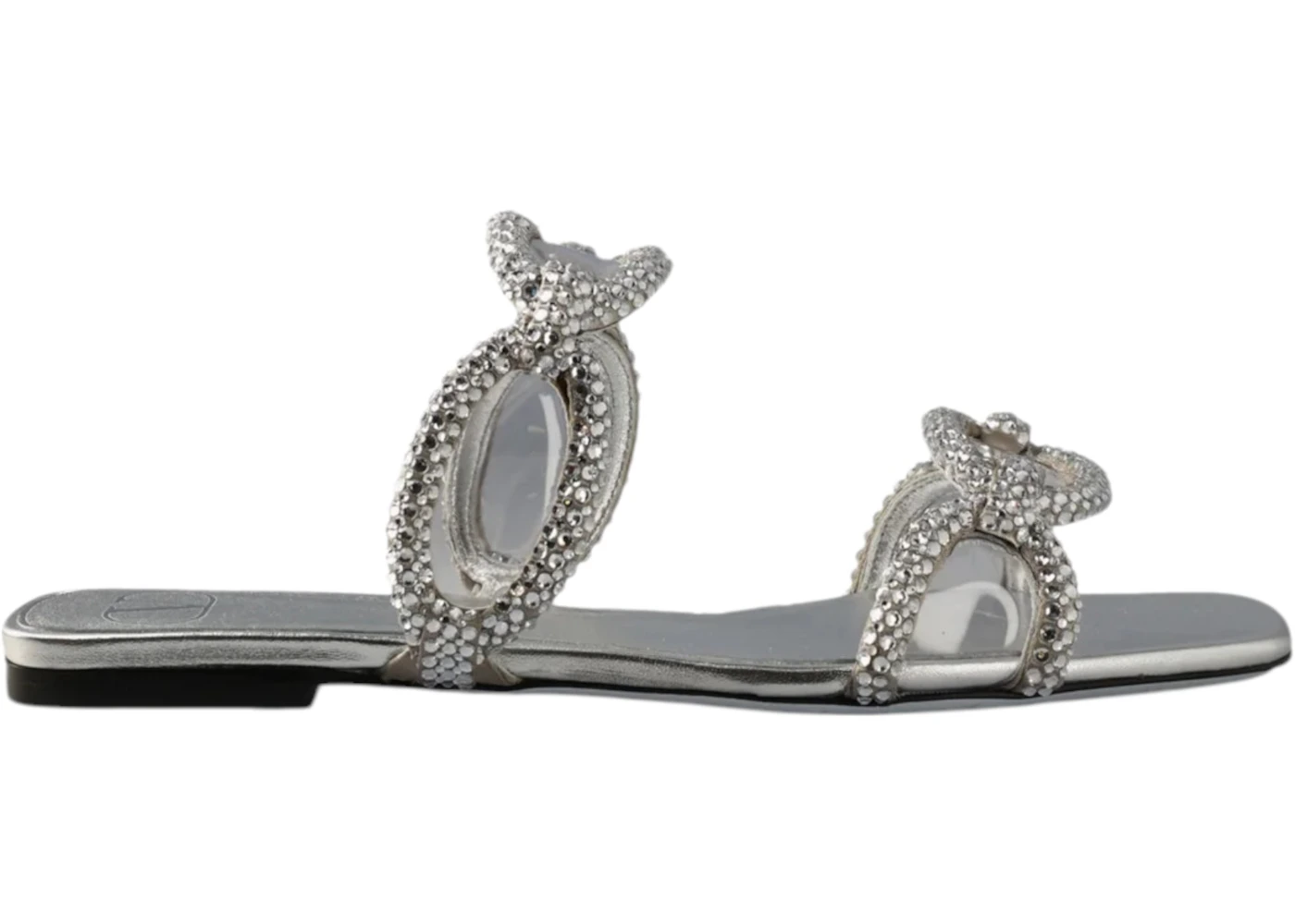 Valentino Chain Embellished Slip-On Sandals Silver (Women's)