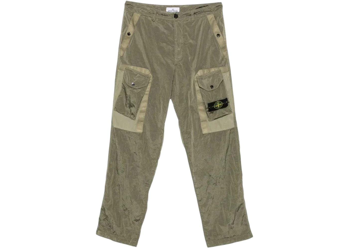 Stone Island 3100010 Nylon Metal Loose fit Tape Trim Pockets Cargo Trousers Military Green