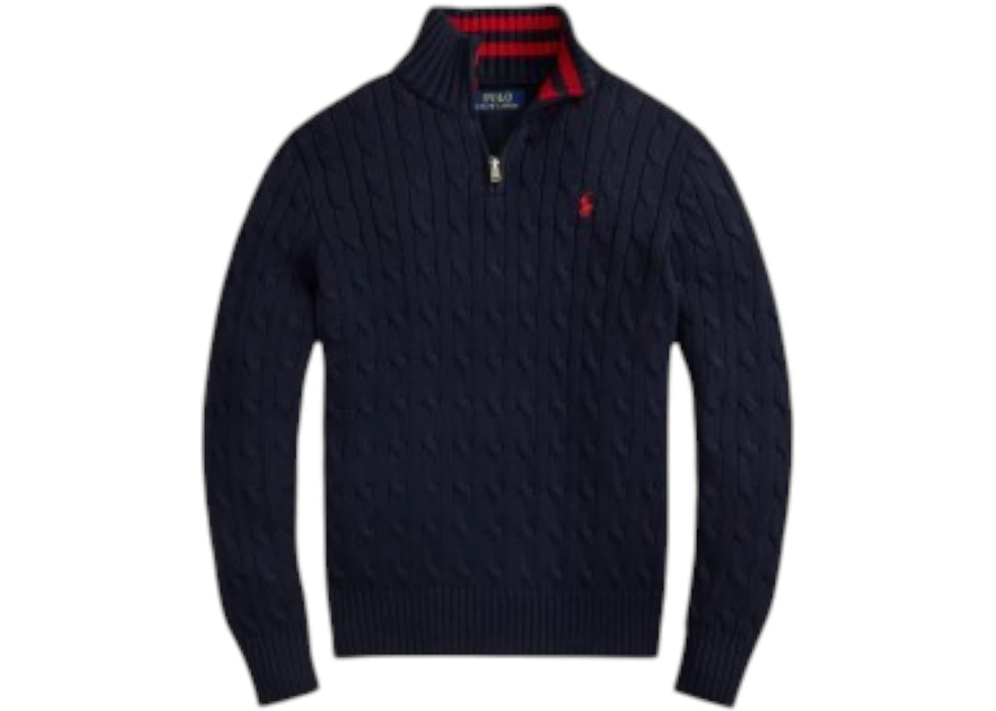 Polo Ralph Lauren Kids Solid Long-Sleeve Cotton Cable Knit Half-Zip Sweater RL Navy