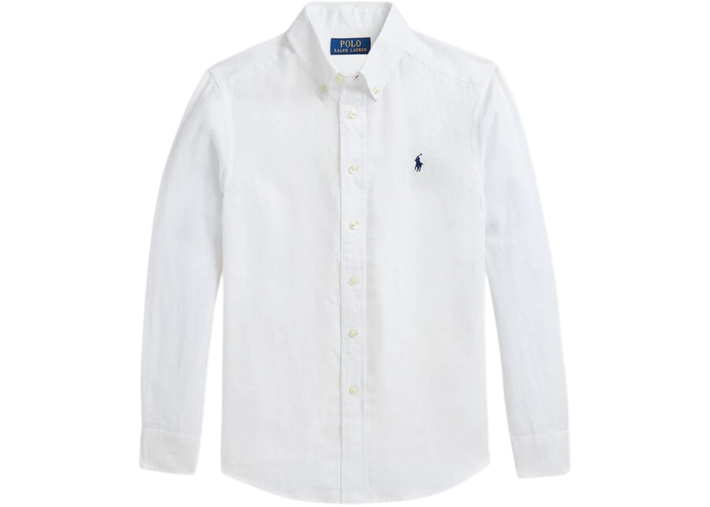 Polo Ralph Lauren Kids Long-Sleeve Linen Sport Shirt White