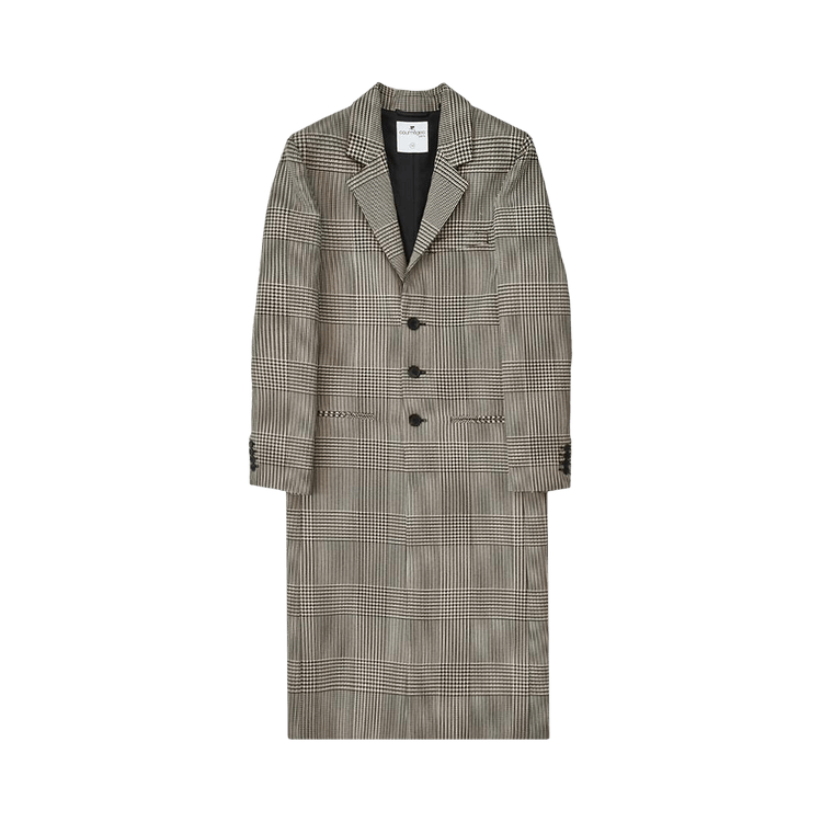 Courrèges Prince Of Wales Long Coat 'Sand/Mud Brown'