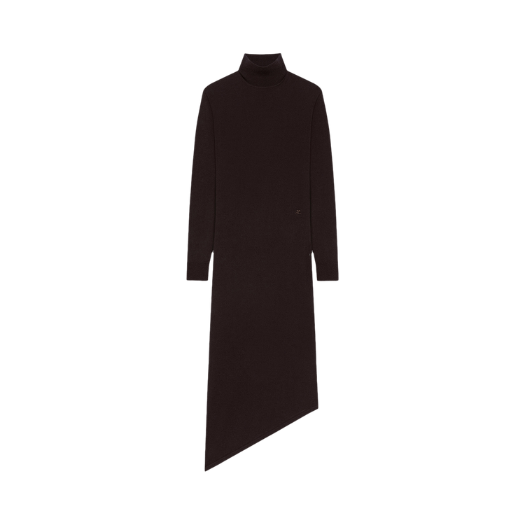 Courrèges One Shoulder Wool Long Dress 'Chocolate'