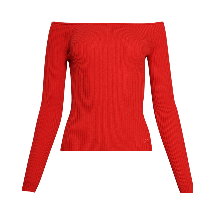 Courrèges Off Shoulder Rib Knit Top 'Poppy'