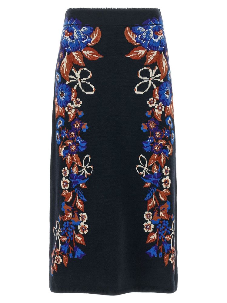 Farm Rio Bow Garden Intarsia Knitted Skirt