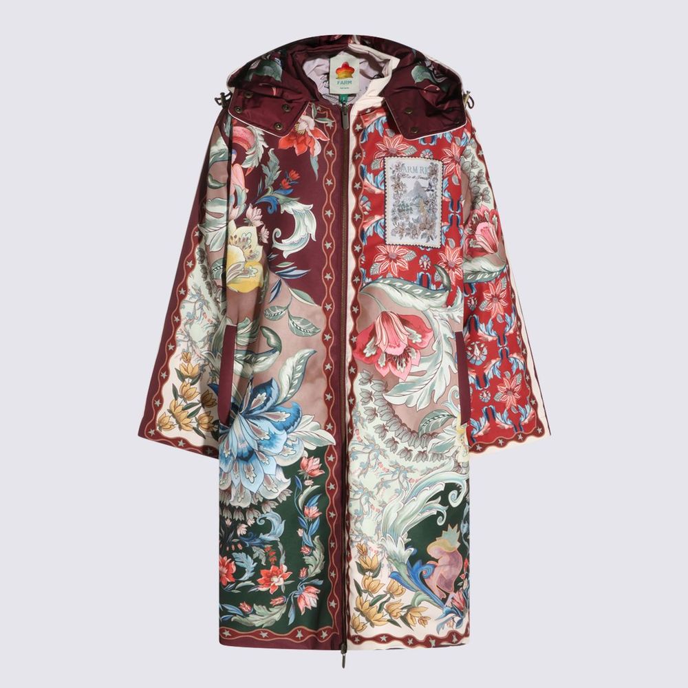 Farm Rio Patchwork Print Hooded Coat