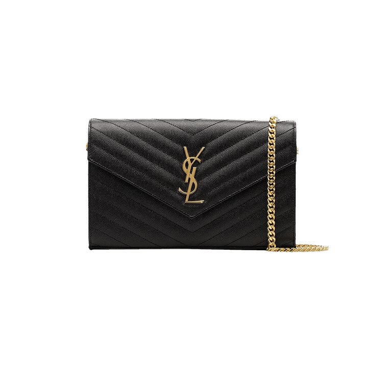 Saint Laurent Medium Matelassé Leather Wallet On Chain 'Nero'