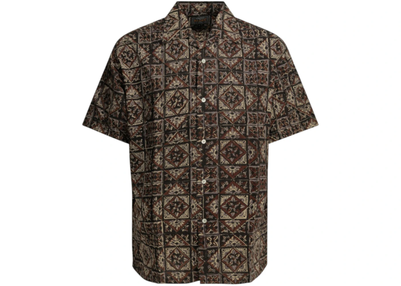 Beams Plus Block Print Casual Shirt Brown
