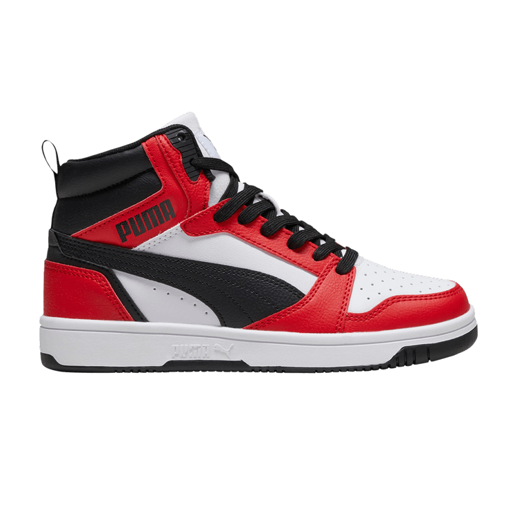 Puma Rebound V6 Mid Big Kid 'White Black For All Time Red'
