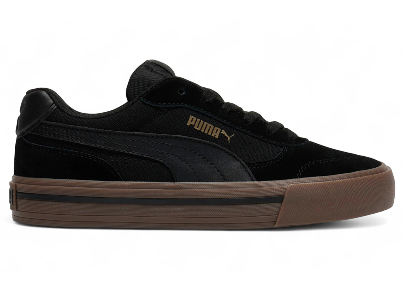 Puma Court Classic Vulcanized CV Black Gold Brown