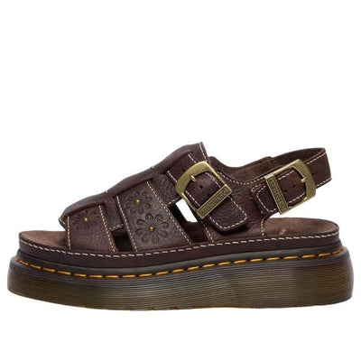 (WMNS) Dr. Martens Wrenlie Open Flower Sandals 'Dark Brown'