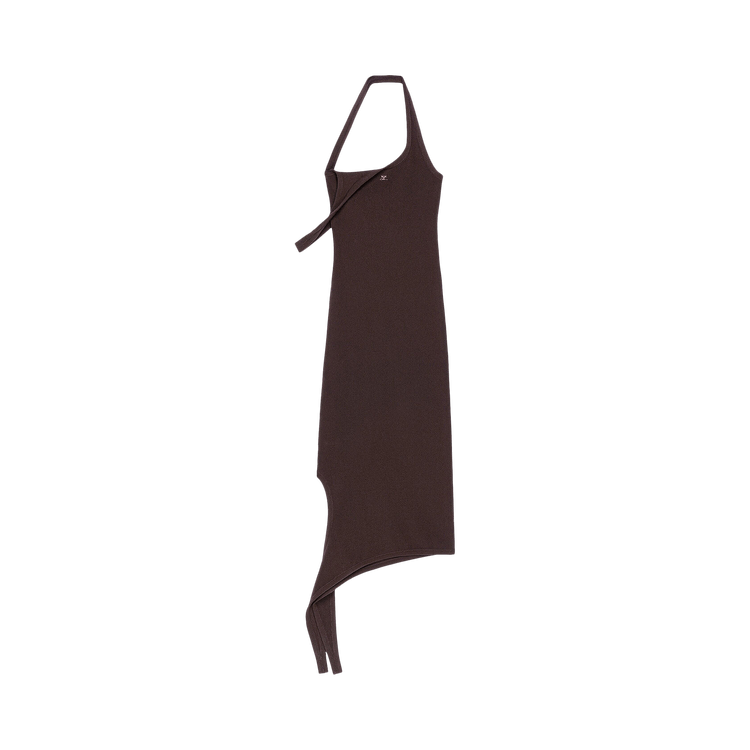 Courrèges Undressed Rib Knit Long Dress 'Chocolate'