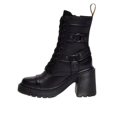(WMNS) Dr. Martens Chesney Harness Sendal Heeled Boots 'Black'