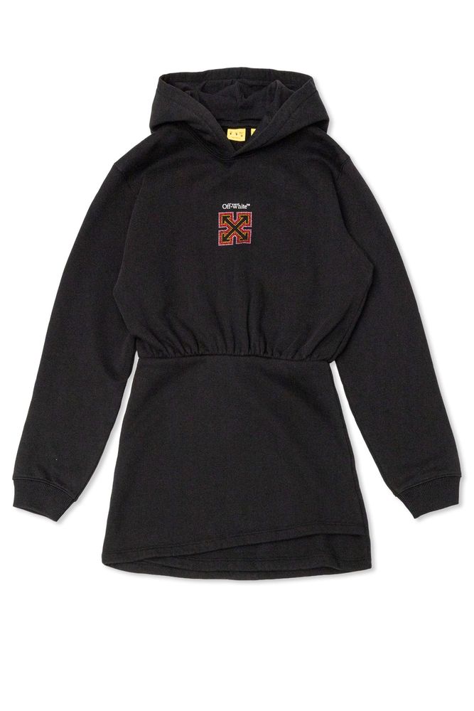 Off-White Kids Logo Embellished Hooded Dress