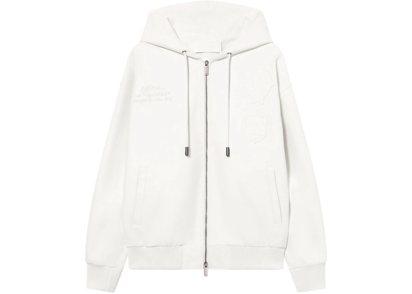 OFF-WHITE Royal Team Embroidery Zip Hoodie White