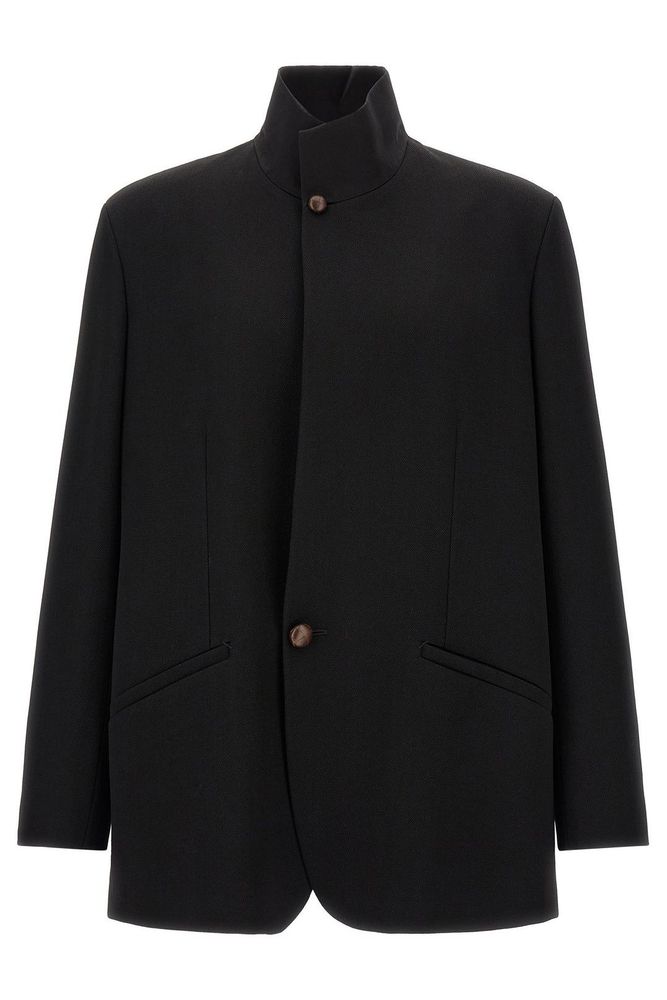 Zegna Stand-Collar Buttoned Blazer