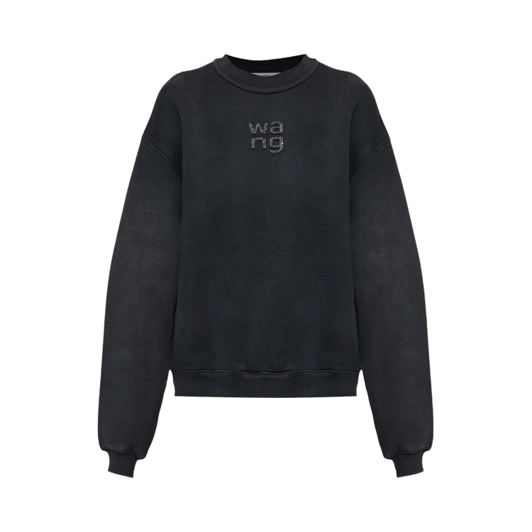 Alexander Wang Hotfix Logo Crewneck Sweatshirt 'Washed Black'