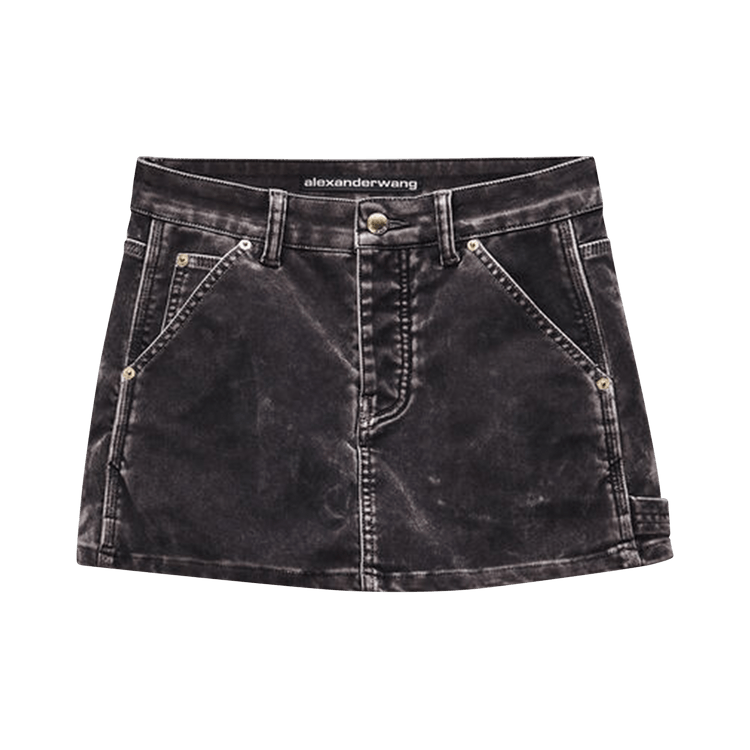 Alexander Wang Flocked High Rise Carpenter Skort 'Weathered Grey'