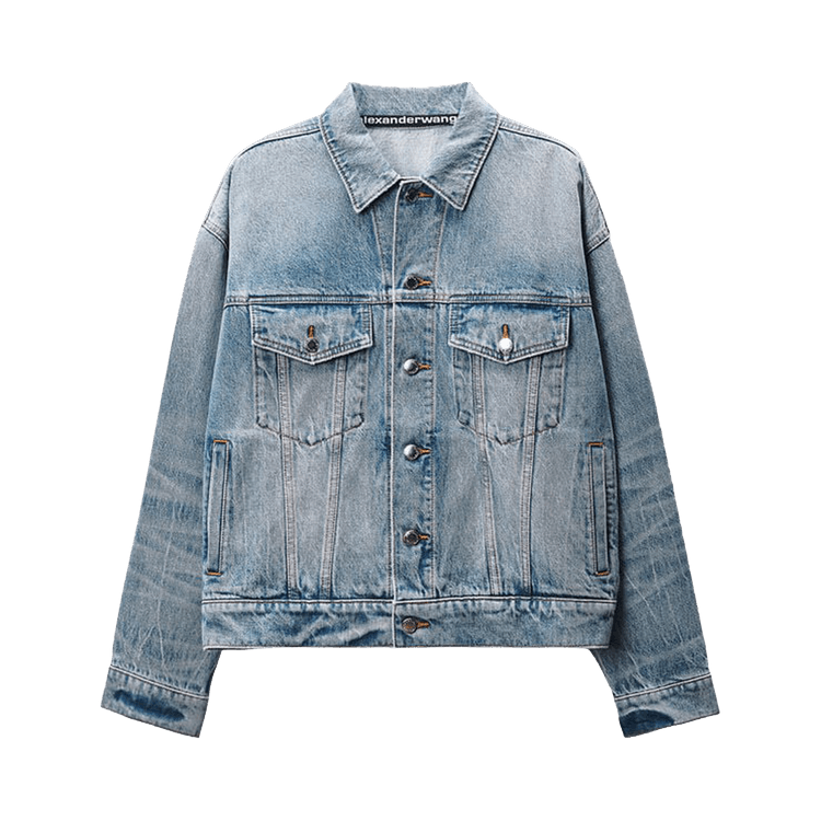 Alexander Wang Game Jacket W/ Logo Distressing 'Authentic Light Indigo'