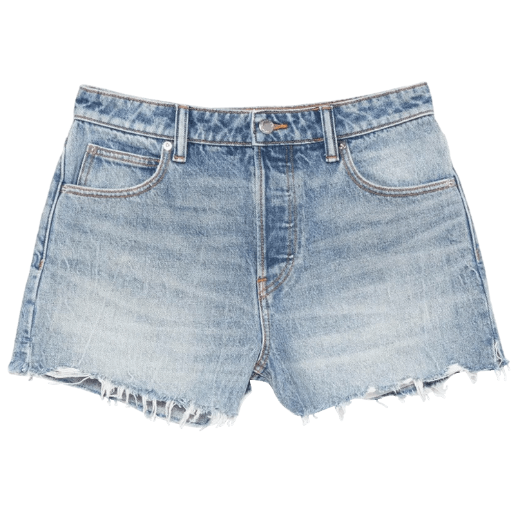 Alexander Wang Distressed Logo Back Pocket Bite Short 'Authentic Light Indigo'