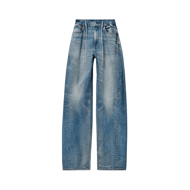 Alexander Wang Crystal Drawcord Balloon Jogger Jeans 'Tinted Medium Indigo'