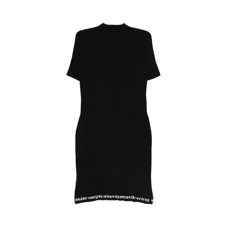 Alexander Wang Logo Ribbed Short-Sleeve Dress 'Black'