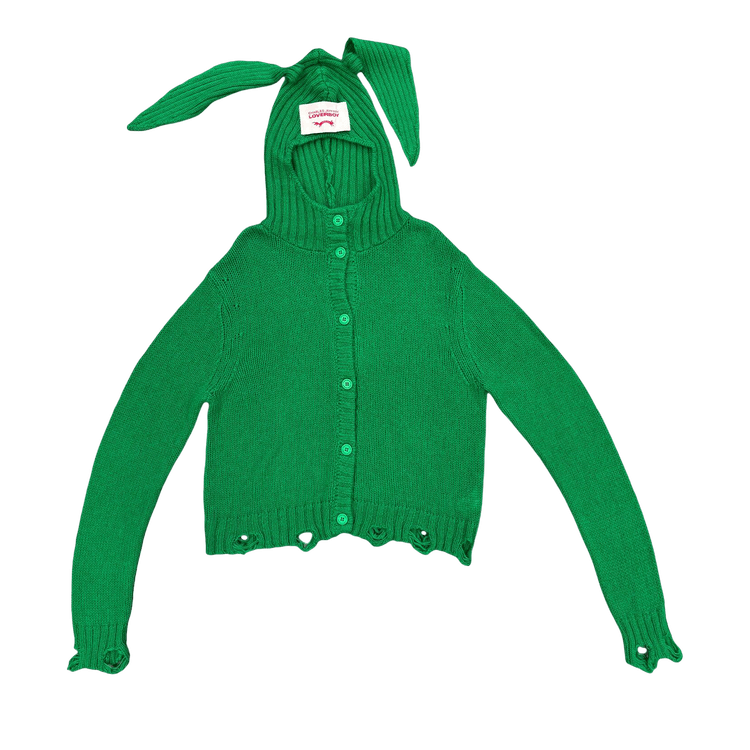 Charles Jeffrey Loverboy Rabbit Balaclava Cardigan 'Green'