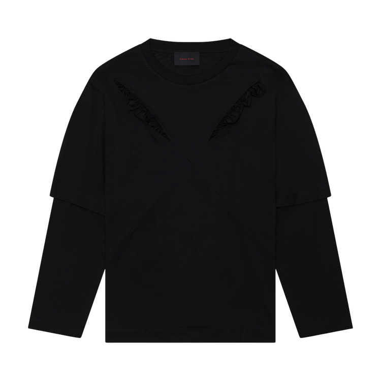 Simone Rocha Ruffle Slash Layered Long-Sleeve T-Shirt 'Black'