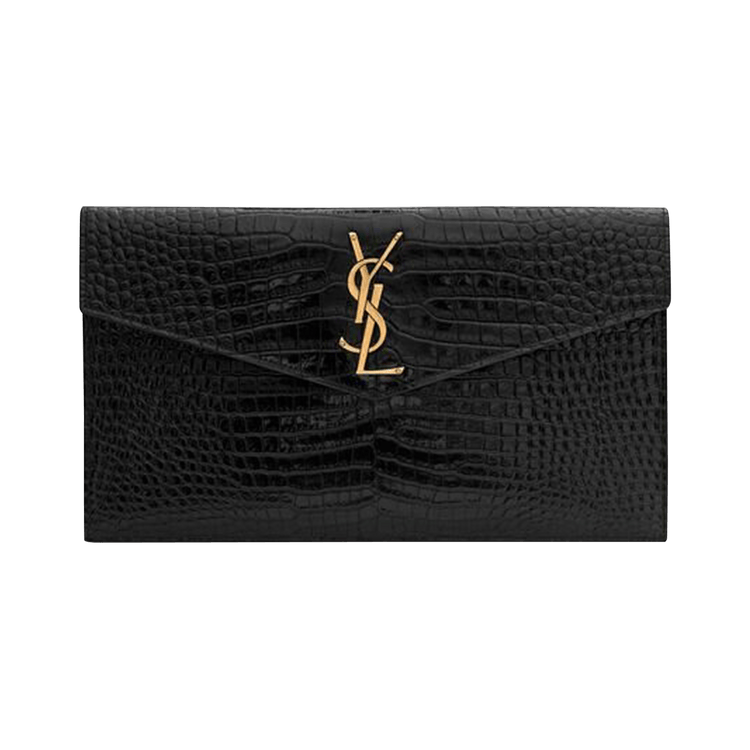 Saint Laurent Uptown Crocodile Embossed Pouch 'Black'