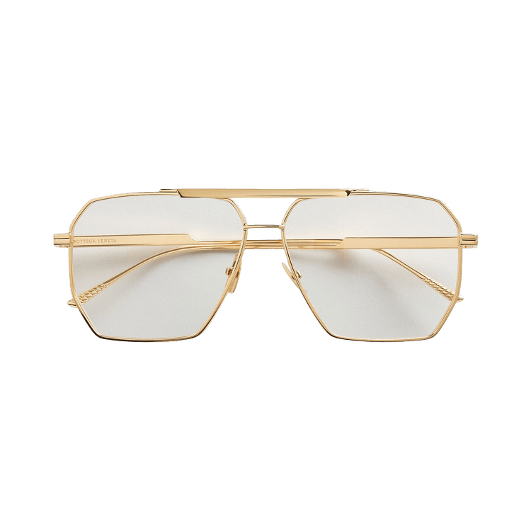 Bottega Veneta Geometric Aviator Glasses 'Gold/Transparent'