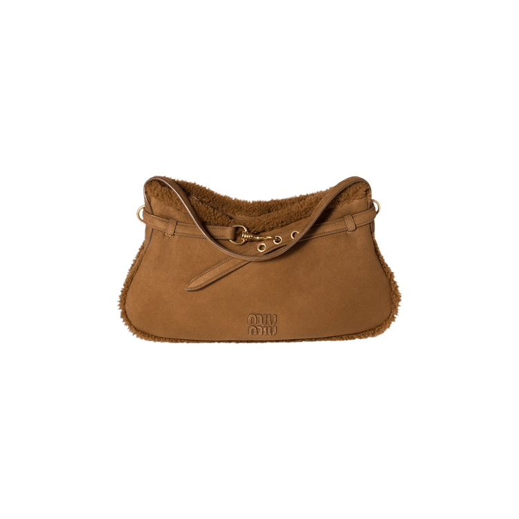 Miu Miu Sacca Camoscio Shearling Handbag 'Cacao'