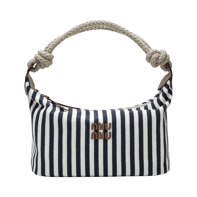 Miu Miu Cannette Righe Pelle Bag 'Blue/Cognac'