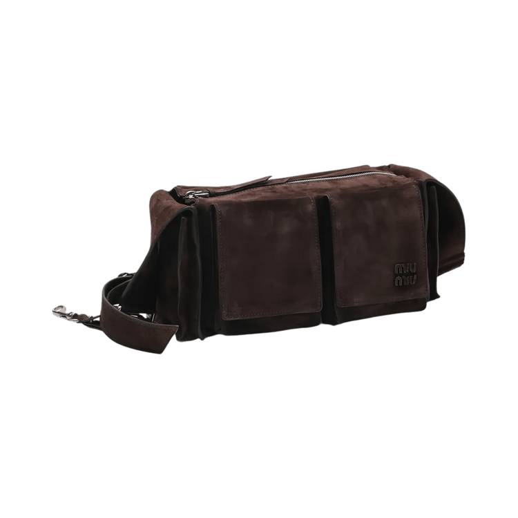 Miu Miu Utilitaire Suede Shoulder Bag 'Dark Brown'