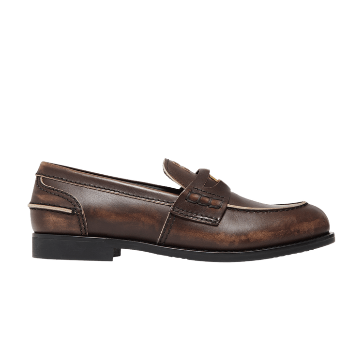 Miu Miu Wmns Vintage Effect Penny Loafer 'Ebony'