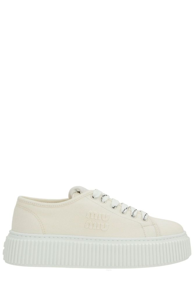 Miu Miu Logo Embroidered Platform Sneakers