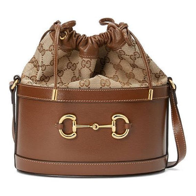 (WMNS) Gucci Button1955 Series Drawstring Bag Single Shoulder Bag Brown