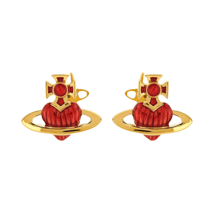 Vivienne Westwood Fabianna Relief Earrings 'Gold/Red Enamel'