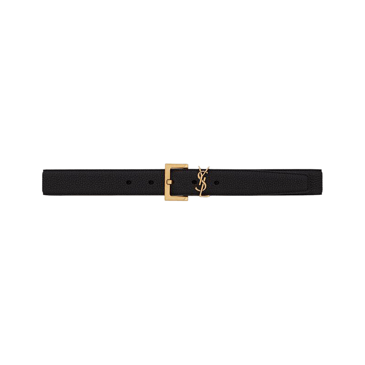 Saint Laurent Cassandre Belt With Square Buckle 'Noir'