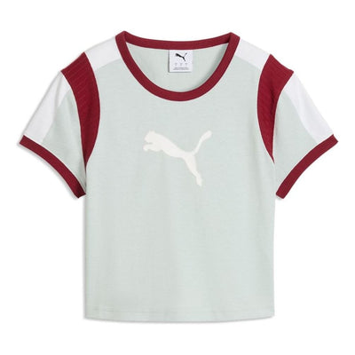 (WMNS) PUMA Graphics Ringer Baby T-Shirt 'Creme De Mint Garnet Glow'