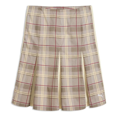 (WMNS) PUMA T7 Pleated Tartan Midi Skirt 'Mouse Gray'