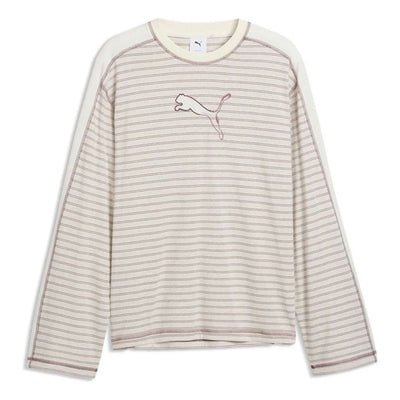 PUMA T7 L/S T-Shirt 'Warm White Heather'