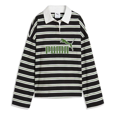(WMNS) PUMA Elevated Essentials Oversized Rugby Polo 'PUMA Black Striped'